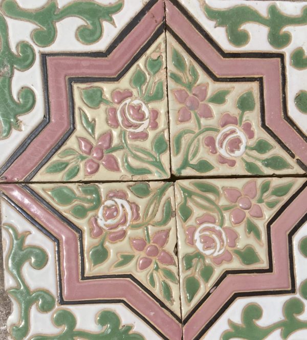 4 x Art Nouveau tiles Italian
