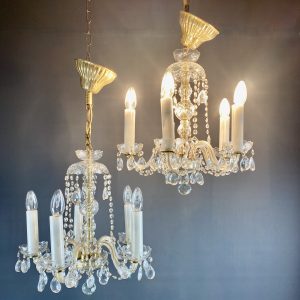 Pair of etched glass florentine lights.