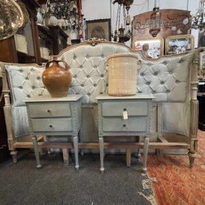 19th century French Bed reupholstered in raw silk.