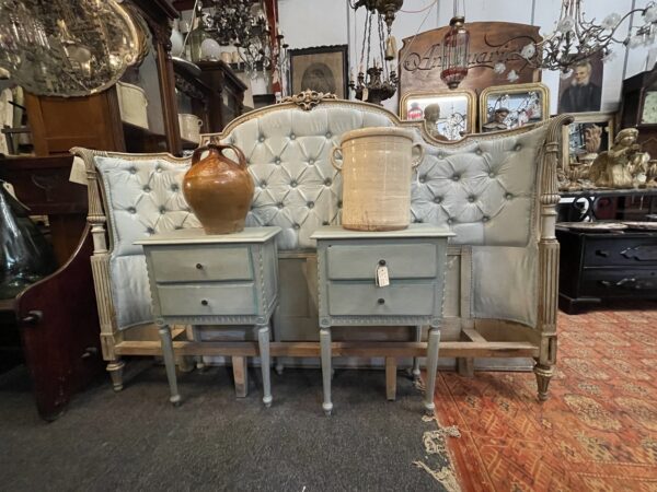 19th century French Bed reupholstered in raw silk.