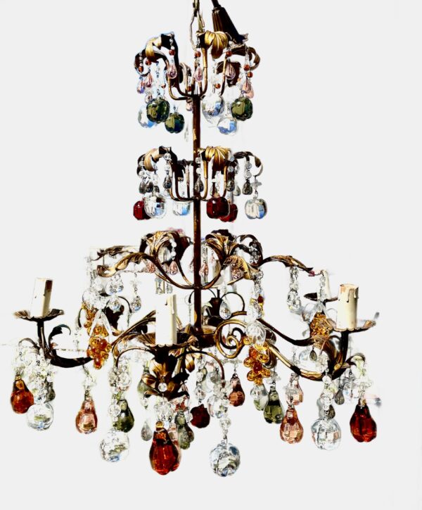 Venetian chandelier with hand blown Murano fruit. - Image 2