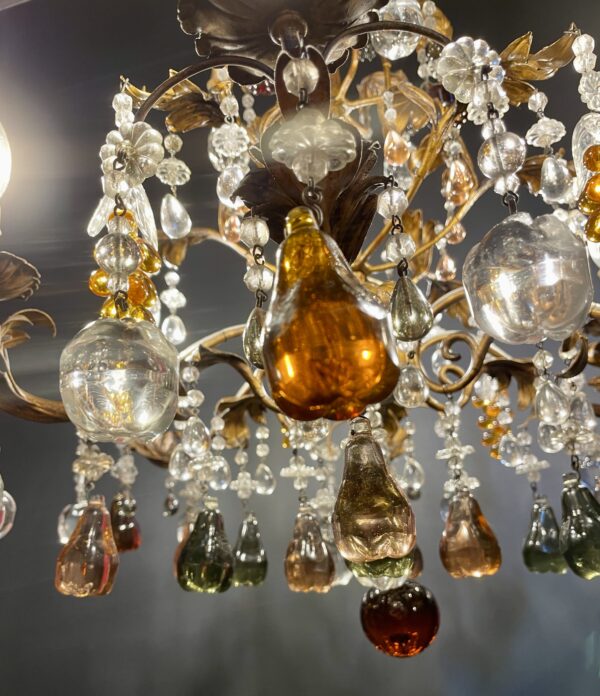 Venetian chandelier with hand blown Murano fruit. - Image 3