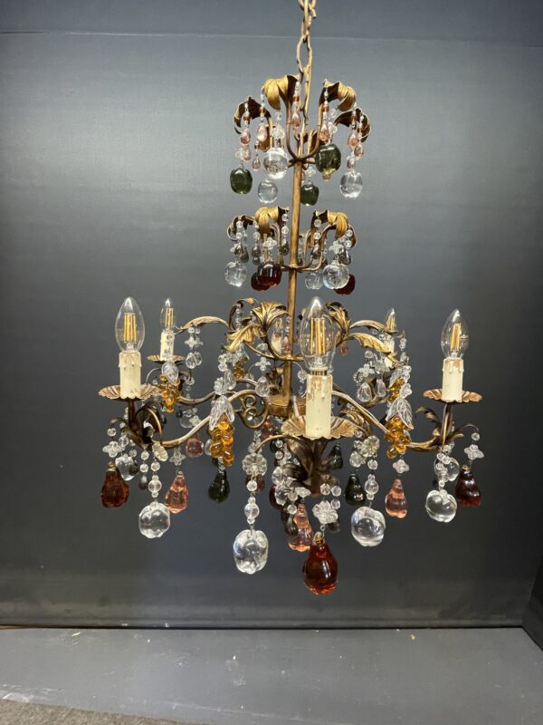 Venetian chandelier with hand blown Murano fruit. - Image 4