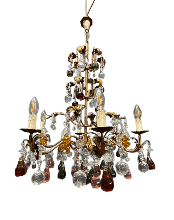 Venetian chandelier with hand blown Murano fruit.