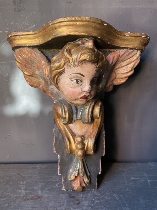 Painted 19th century angel console. - Image 3