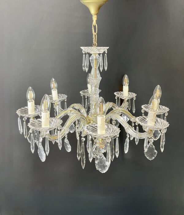Crystal glass chandelier with 8 lights. - Image 2