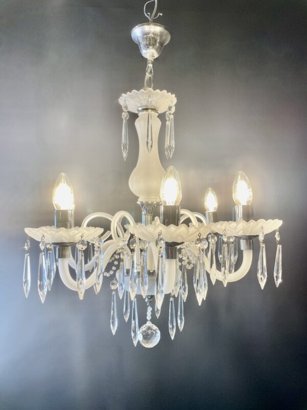 Chandelier with opaque glass and 6 lights. - Image 4