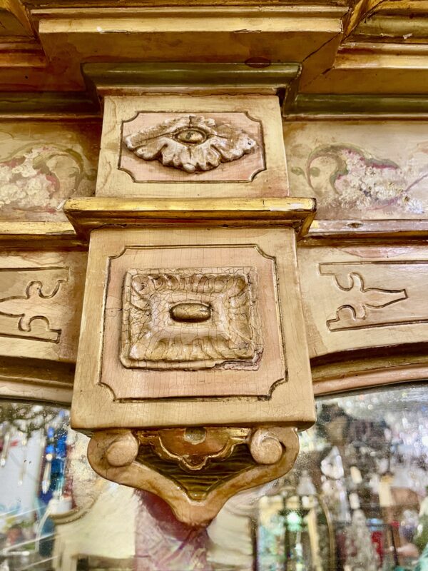 Italian Polychrome 19th century mirror, with lead lined jardiniere. - Image 4