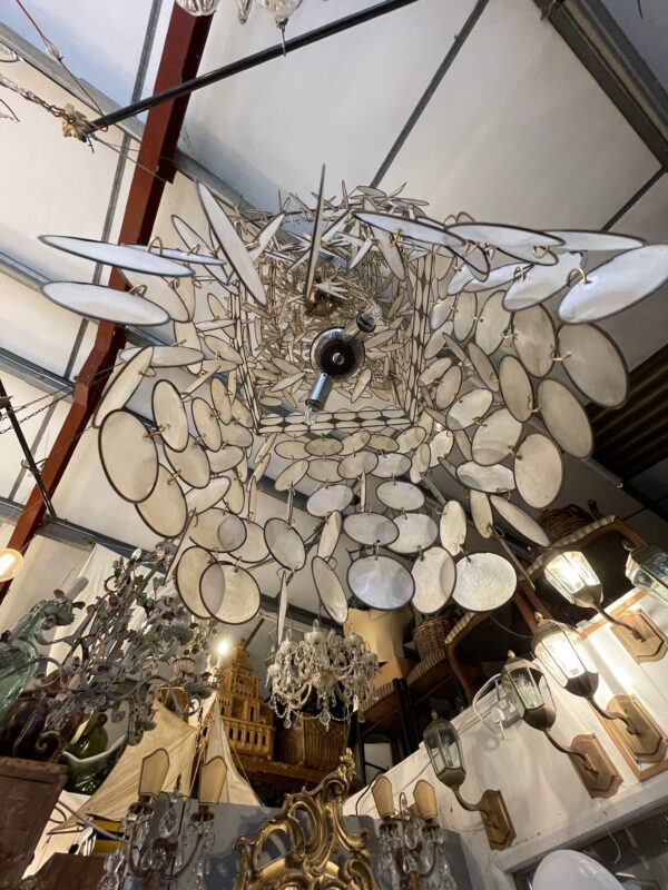 Rare Capiz Shell chandlier. - Image 4