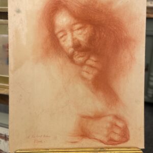 Double portrait of a male head in pastel, by Ken Paine PS SPF (1926 -2020)