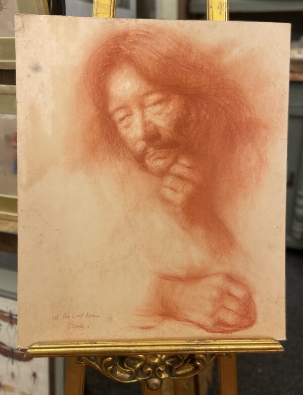 Double portrait of a male head in pastel, by Ken Paine PS SPF (1926 -2020)