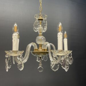 Elegant Italian crystal chandelier with glass arms and 4 lights.