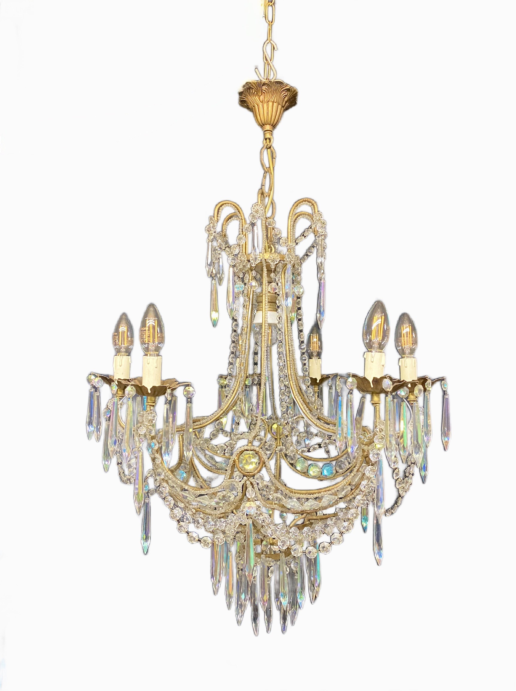 Italian chandelier with beads and swags. - Image 3