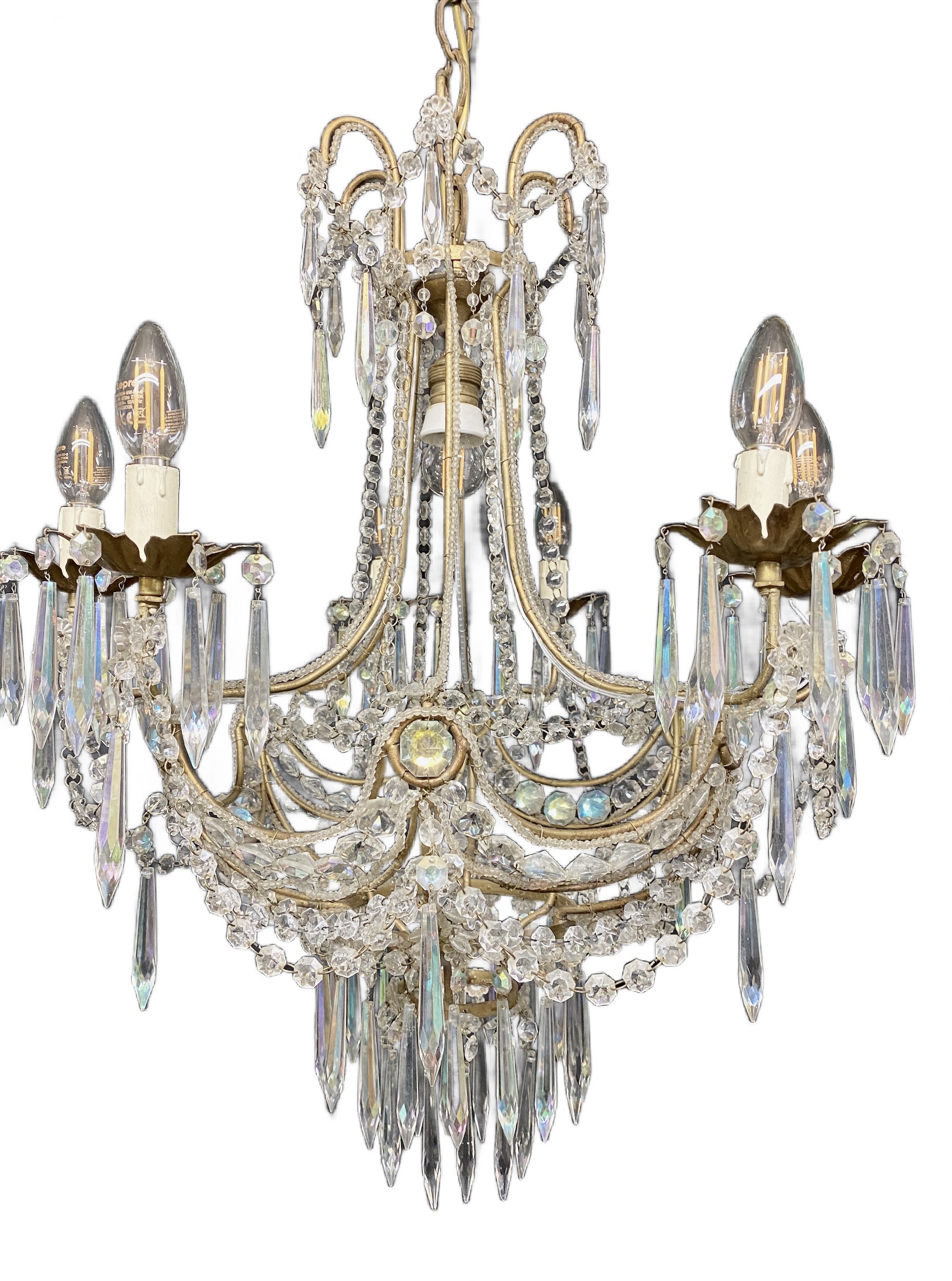 Italian chandelier with beads and swags. - Image 4