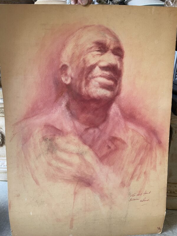 Double portrait of a male head in pastel, by Ken Paine PS SPF (1926 -2020)