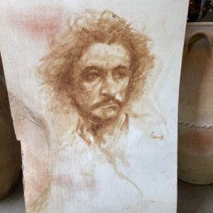 Double portrait of a male head in pastel, by Ken Paine PS SPF (1926 -2020)