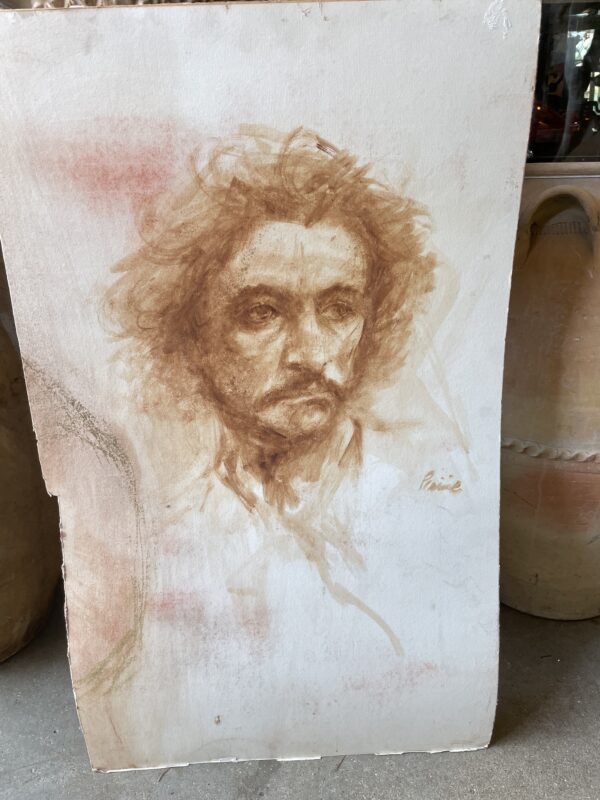 Double portrait of a male head in pastel, by Ken Paine PS SPF (1926 -2020)