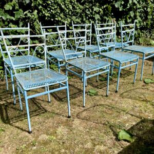 8 mid-century blue Italian garden chairs. (NPP)