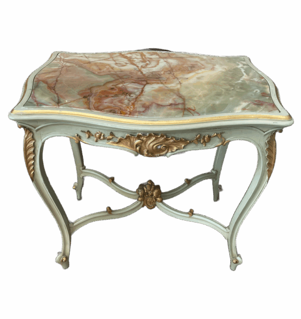 Florentine Italian side table with an onyx marble top. (circa 1900)(HNP)