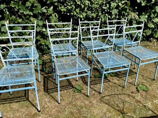 8 mid-century blue Italian garden chairs. (NPP) - Image 3