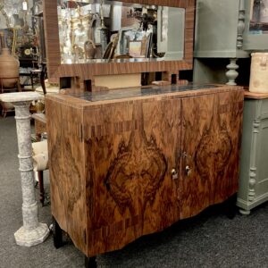 Art Deco marble topped walnut gentlemens chest of drawers with mirror.(BGHP)