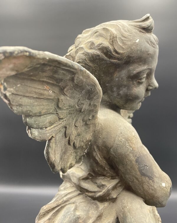 Gesso Angel with dolphin, (circa 1920)OHP - Image 4