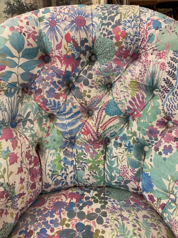 Edwardian slipper chair in Liberty fabric.(GHP) - Image 6