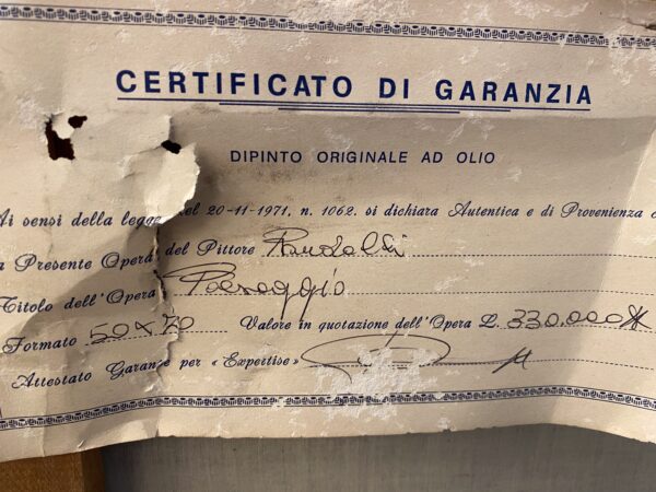 Oil on Canvas, Italian street scene. ( circa 1971)Signed.(GHP) - Image 6