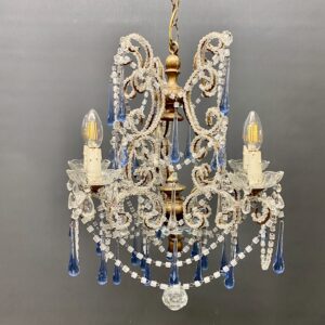 Beaded Italian chandelier with blue crystals.(Circa 1920)(NHP)