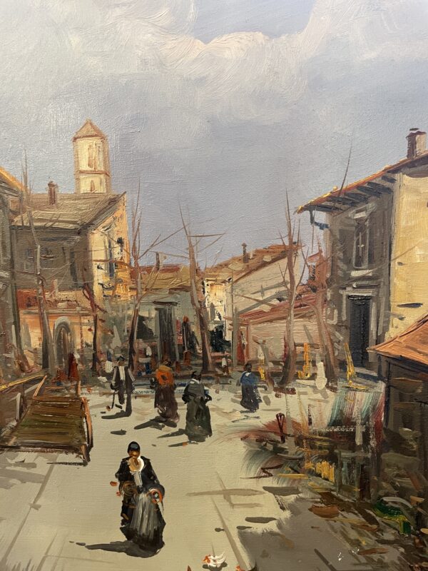 Oil on Canvas, Italian street scene. ( circa 1971)Signed.(GHP) - Image 3