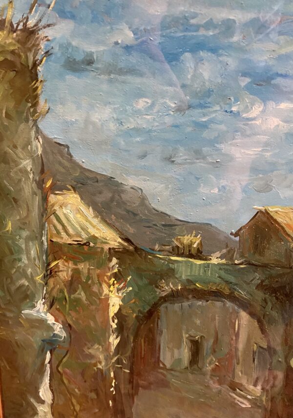 Oil Painting of rustic buildings by R. Grassi (circa 1970)(HHP) - Image 7