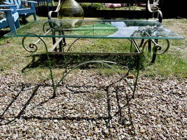 Metal low table with a toughen glass.( Italian)(circa 1950)(GHP)