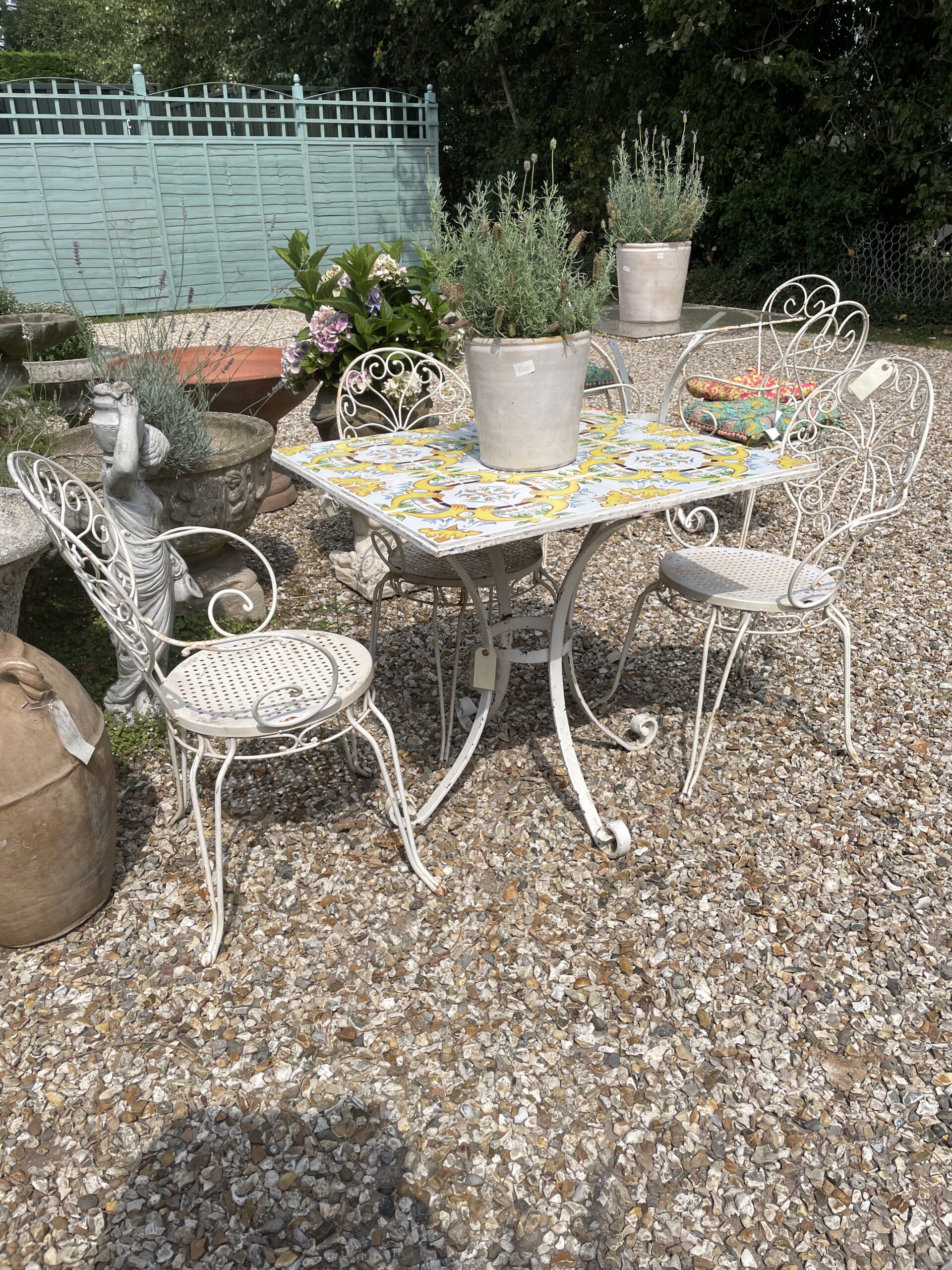 Italian tiled top table with 3 chairs. ( circa 1950) - Image 2