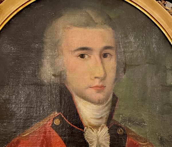 Oval portrait in oil of a Georgian gentleman in a red coat. (circa 1740)(BRHP) - Image 4