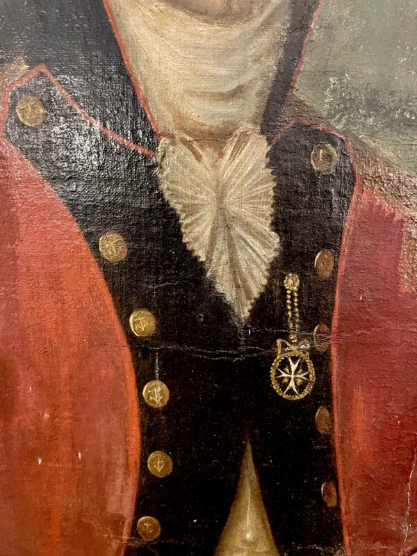 Oval portrait in oil of a Georgian gentleman in a red coat. (circa 1740)(BRHP) - Image 2