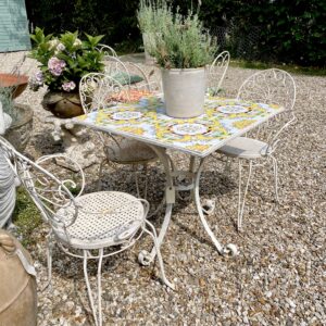 Italian tiled top table with 3 chairs. ( circa 1950)