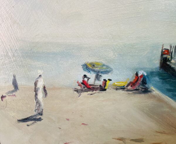 Beach painting in oil. (mIdcentury)and signed. - Image 3
