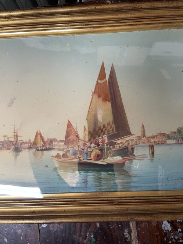 Venetian water colour by  U. Ongania ( circa 1880) - Image 5
