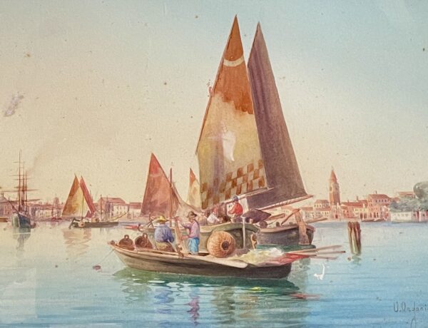 Venetian water colour by  U. Ongania ( circa 1880) - Image 7