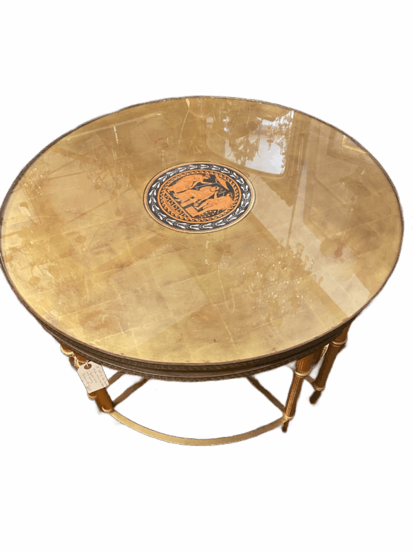 Gilded Fornassetti style table, with 4 corner tables. ( circa 1960) - Image 2