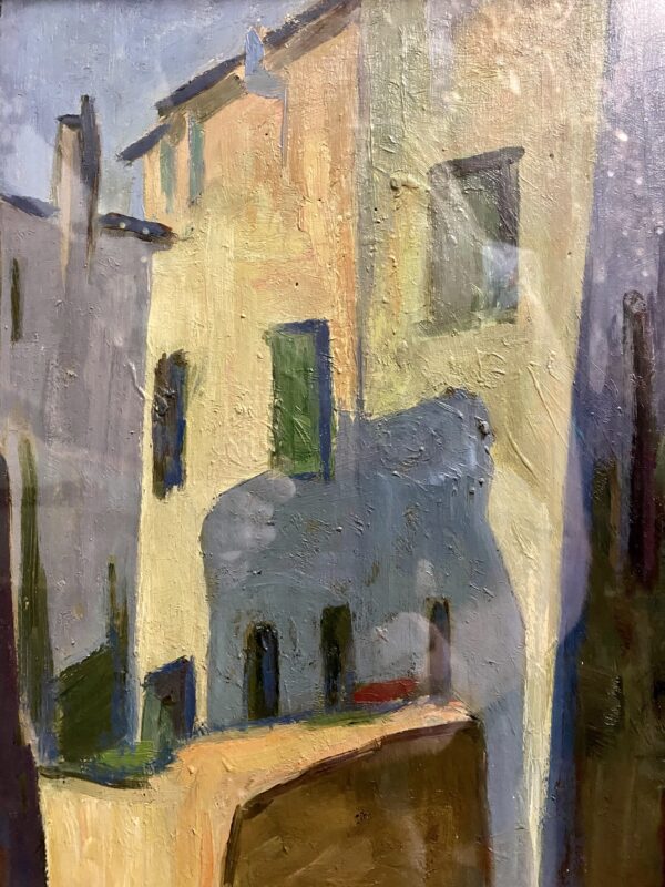 Oil on board, of a group of Italian buildings, signed.( mid-century) - Image 4
