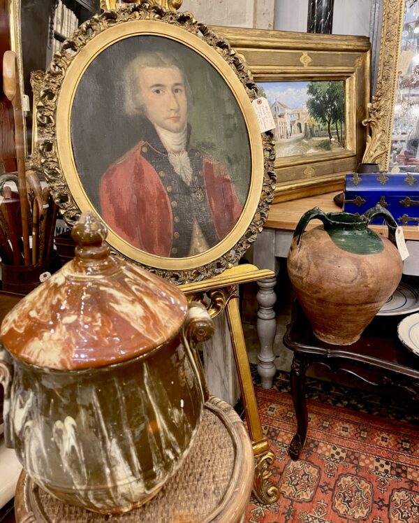 Oval portrait in oil of a Georgian gentleman in a red coat. (circa 1740)(BRHP) - Image 5