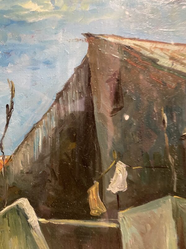 Oil Painting of rustic buildings by R. Grassi (circa 1970)(HHP) - Image 4