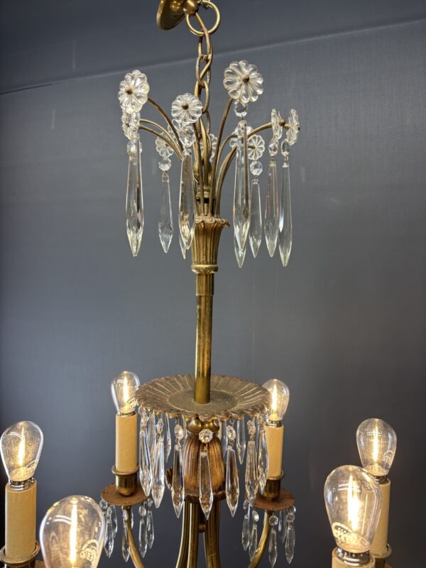 Mid-century light with a brass frame and 6 lights. - Image 3