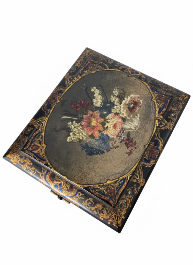 Ebonized English 19th century sewing box. - Image 12