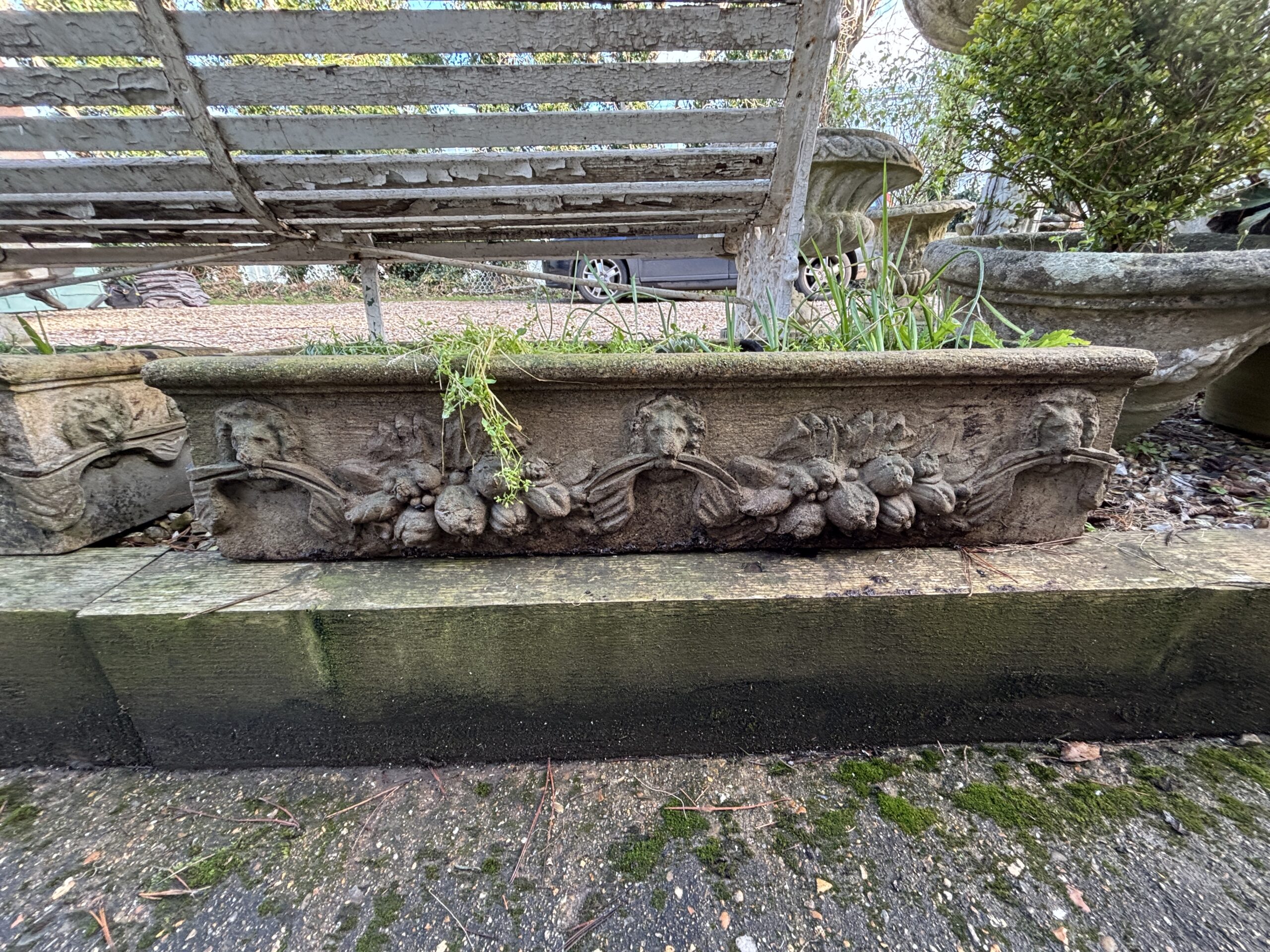 Pair of Stone Cast Troughs with Lion Heads - Image 6