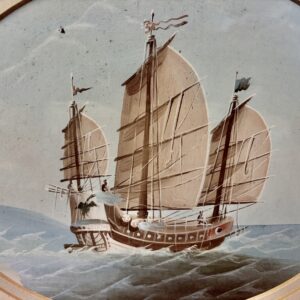 Pair of Chinese Gouache - 19th Century Junk Boats