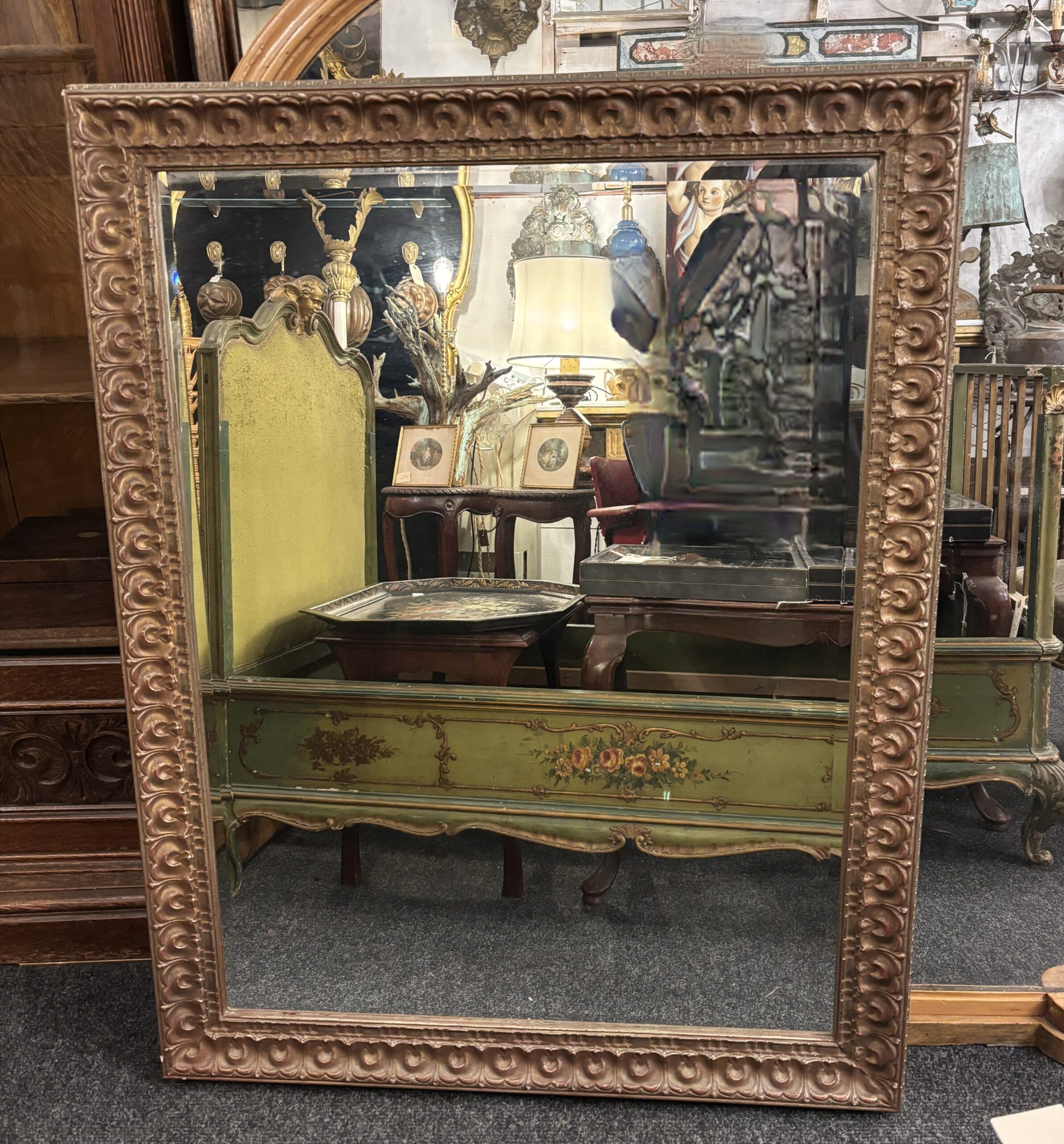 Italian Mirror with a Distressed Gilded Frame