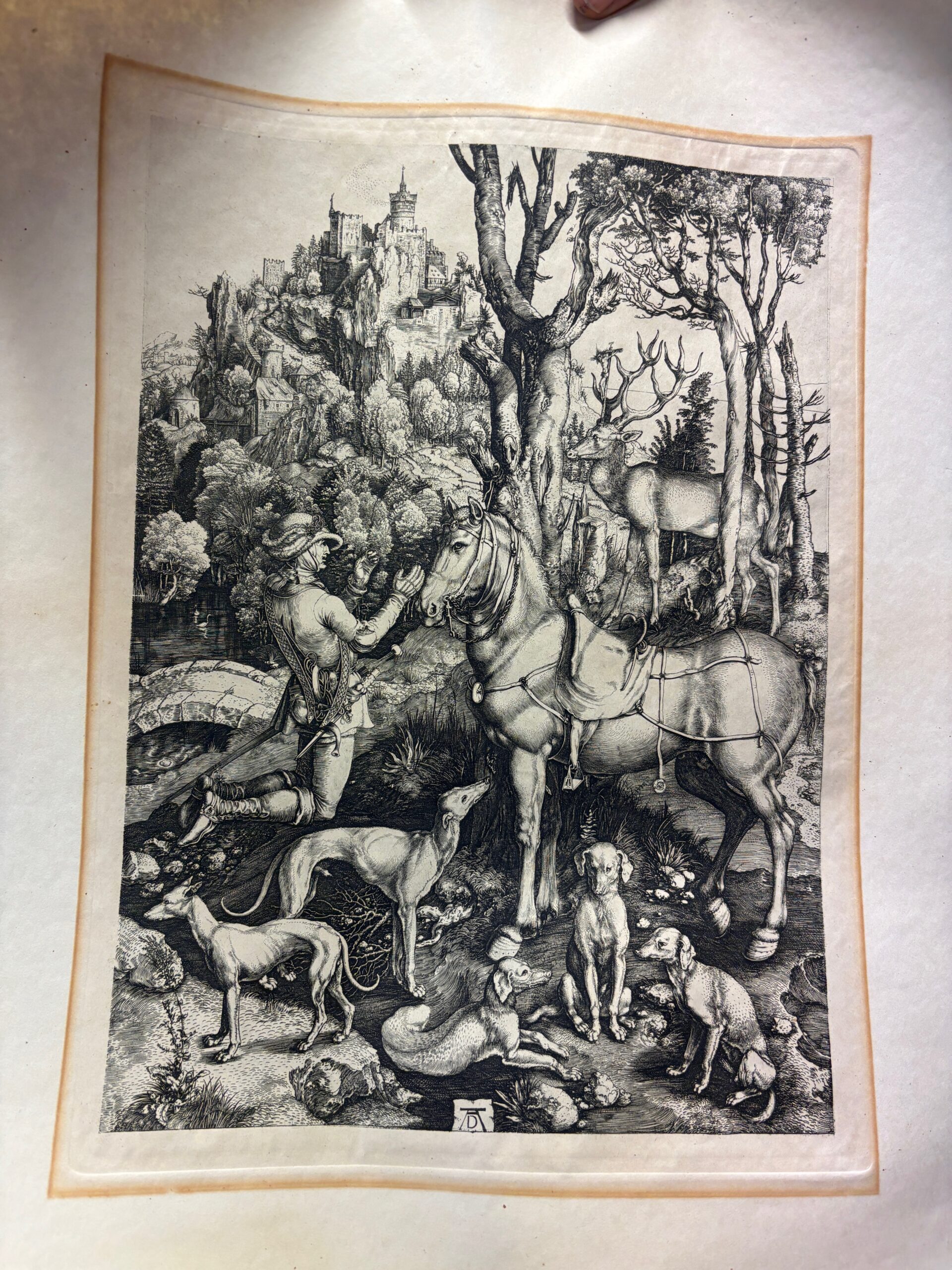 Framed engraving titled 'Saint Eustacè' - Image 5