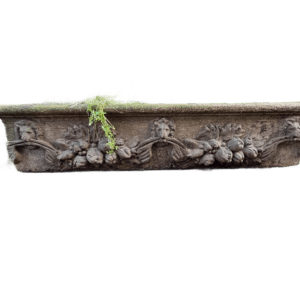 Pair of Stone Cast Troughs with Lion Heads